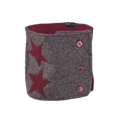 Button Up Cowl in Speckled Grey and Burgundy