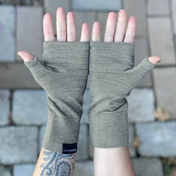 All The Love Fingerless Gloves in Stone Grey - Image 2