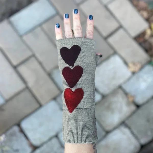 All The Love Fingerless Gloves in Stone Grey - Image 3