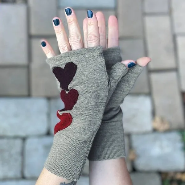 All The Love Fingerless Gloves in Stone Grey - Image 4