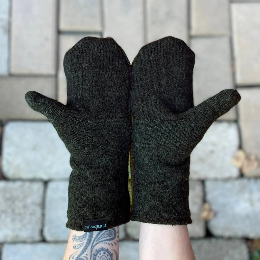 Upcycled Sweater Mittens in Autumn Argyle - Image 2